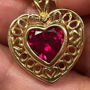 14k vintage openwork heart ruby alwand vahan .